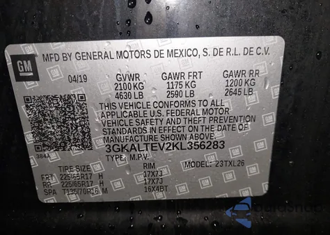 2019 GMC Terrain Sle z USA, uszkodzony, nr VIN 3GKALTEV2KL356283